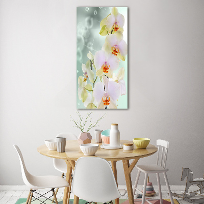 Cuadro de cristal moderno efecto brillo vertical Orquídea