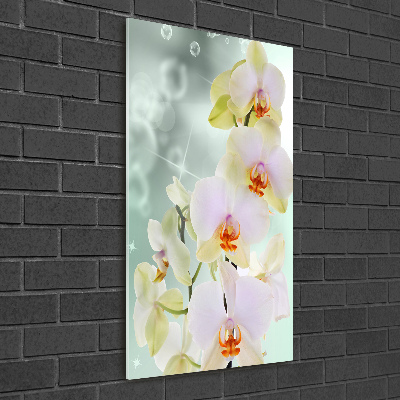 Cuadro de cristal moderno efecto brillo vertical Orquídea