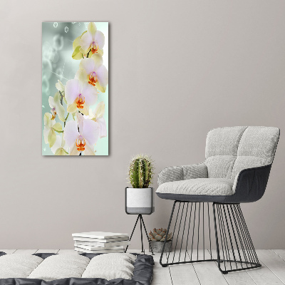 Cuadro de cristal moderno efecto brillo vertical Orquídea