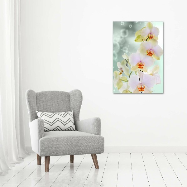 Cuadro de cristal moderno efecto brillo vertical Orquídea