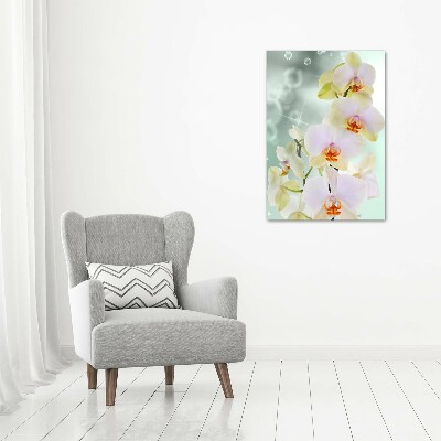 Cuadro de cristal moderno efecto brillo vertical Orquídea