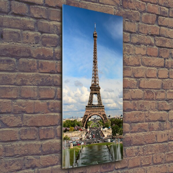Fotocuadro de cristal elegante para hogar vertical Torre Eiffel de París