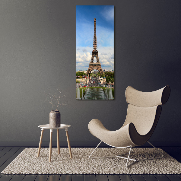Fotocuadro de cristal elegante para hogar vertical Torre Eiffel de París