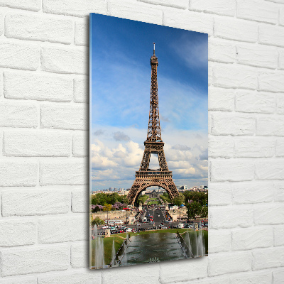 Fotocuadro de cristal elegante para hogar vertical Torre Eiffel de París