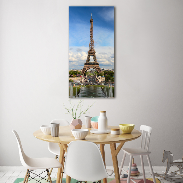 Fotocuadro de cristal elegante para hogar vertical Torre Eiffel de París