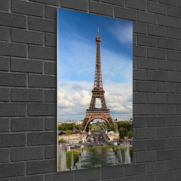 Fotocuadro de cristal elegante para hogar vertical Torre Eiffel de París