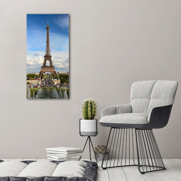 Fotocuadro de cristal elegante para hogar vertical Torre Eiffel de París