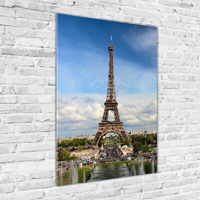 Fotocuadro de cristal elegante para hogar vertical Torre Eiffel de París