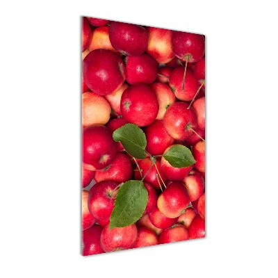 Cuadro de cristal moderno efecto brillo vertical manzanas rojas