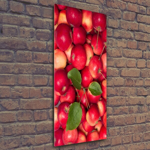 Cuadro de cristal moderno efecto brillo vertical manzanas rojas