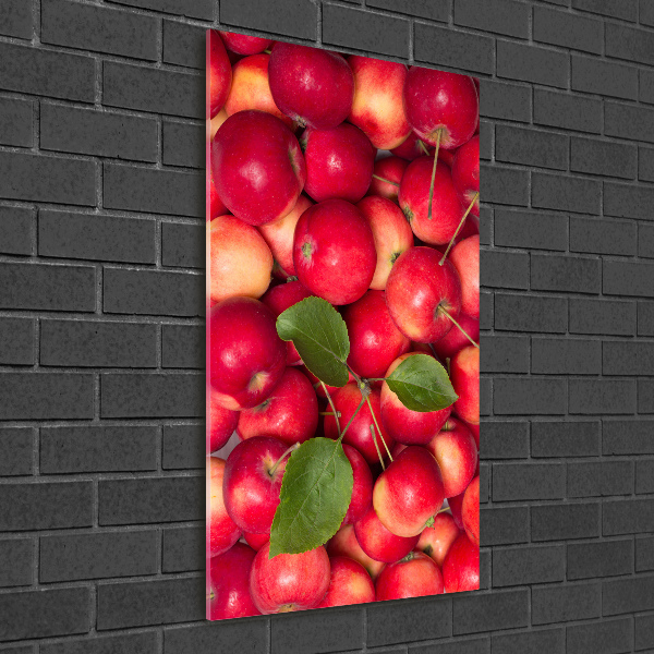 Cuadro de cristal moderno efecto brillo vertical manzanas rojas