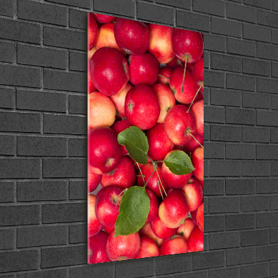 Cuadro de cristal moderno efecto brillo vertical manzanas rojas