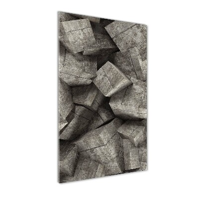 Cuadro de cristal moderno efecto brillo vertical Cubos de hormigón