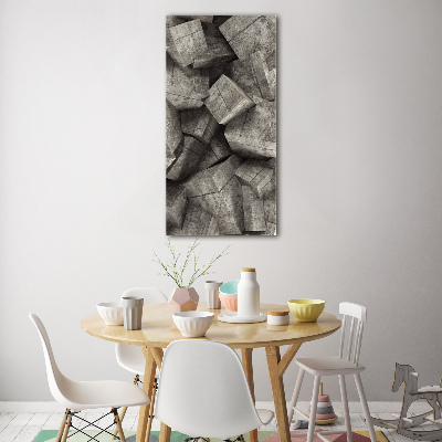 Cuadro de cristal moderno efecto brillo vertical Cubos de hormigón