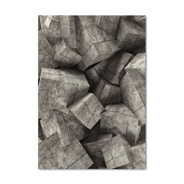 Cuadro de cristal moderno efecto brillo vertical Cubos de hormigón