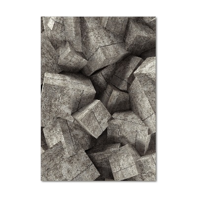 Cuadro de cristal moderno efecto brillo vertical Cubos de hormigón