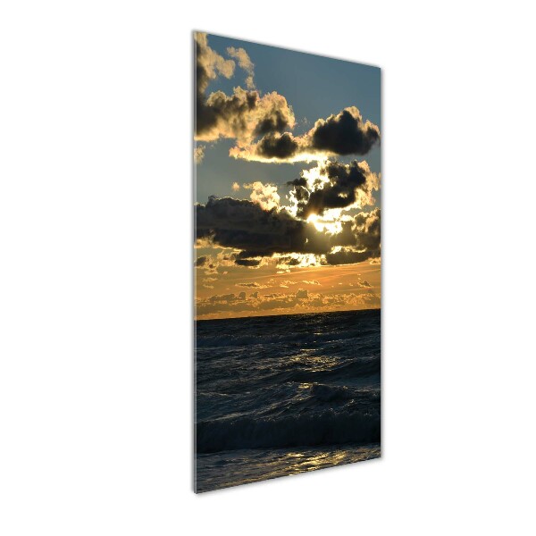 Fotocuadro de cristal elegante para hogar vertical Mar al atardecer