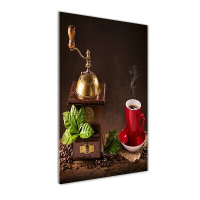Cuadro decorativo en cristal con canto pulido vertical Molinillo de café