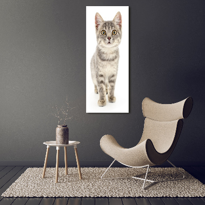 Fotocuadro de cristal elegante para hogar vertical gato gris