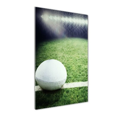 Cuadro de cristal moderno efecto brillo vertical pelota de rugby