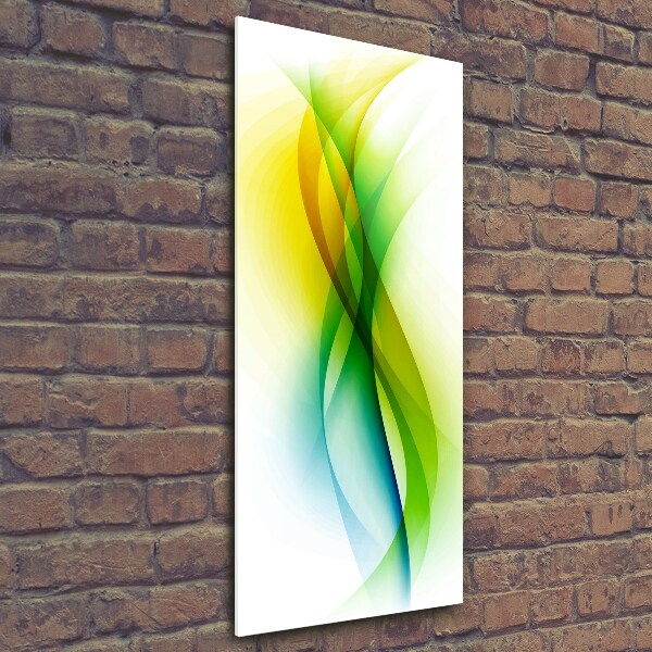 Cuadro decorativo en cristal con canto pulido vertical Ondas abstractas