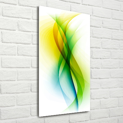 Cuadro decorativo en cristal con canto pulido vertical Ondas abstractas