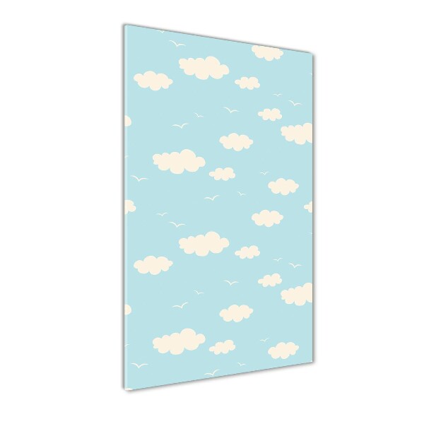 Cuadro decorativo en cristal con canto pulido vertical Nubes