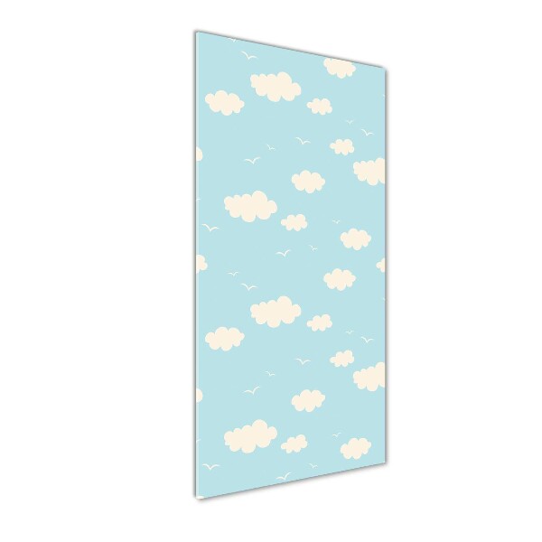 Cuadro decorativo en cristal con canto pulido vertical Nubes
