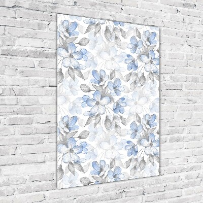 Cuadro de cristal moderno efecto brillo vertical Patrón floral