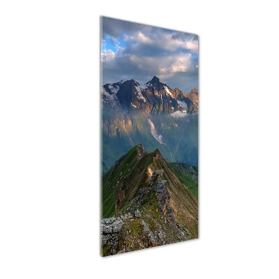 Cuadro decorativo en cristal con canto pulido vertical picos de montaña