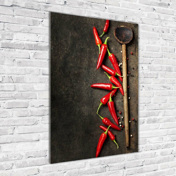 Cuadro de cristal moderno efecto brillo vertical chiles
