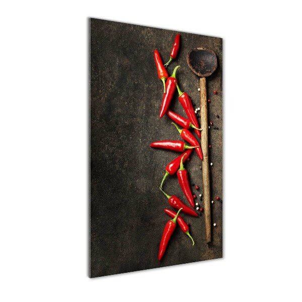 Cuadro de cristal moderno efecto brillo vertical chiles