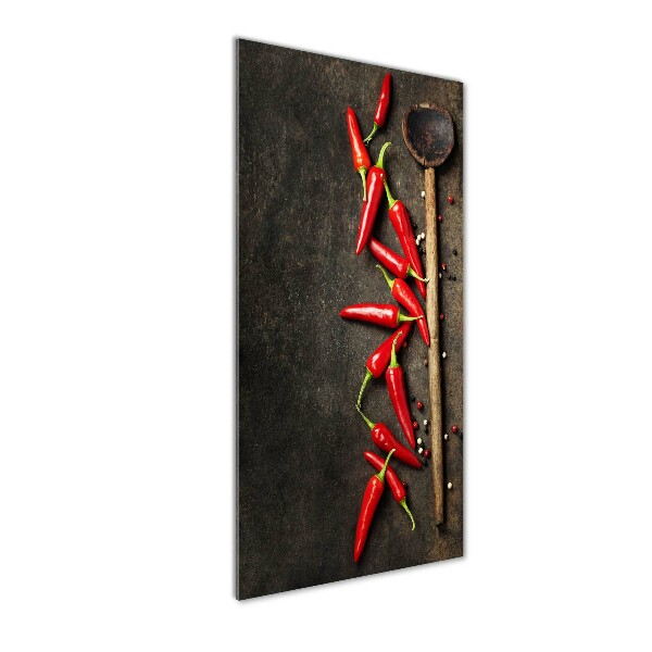 Cuadro de cristal moderno efecto brillo vertical chiles