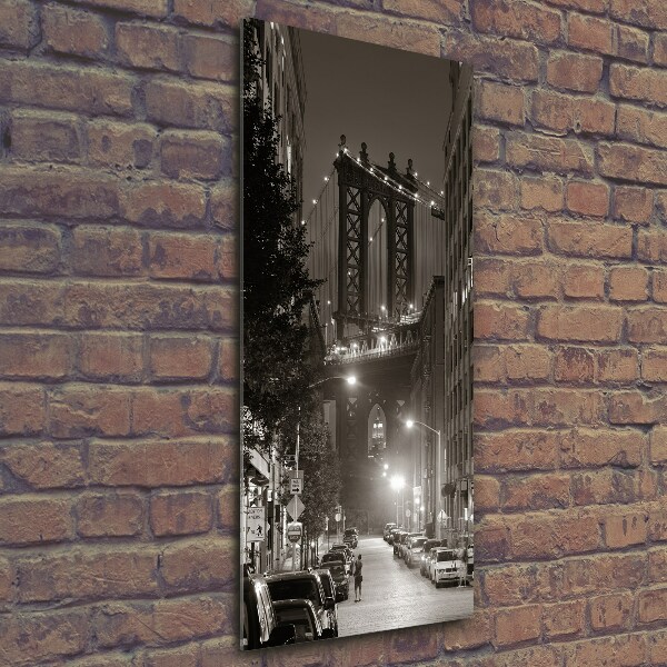 Cuadro decorativo en cristal con canto pulido vertical Manhattan Nueva York