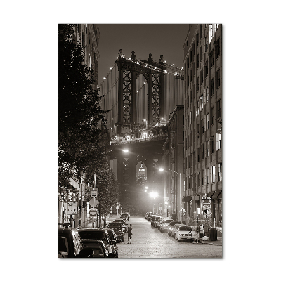 Cuadro decorativo en cristal con canto pulido vertical Manhattan Nueva York