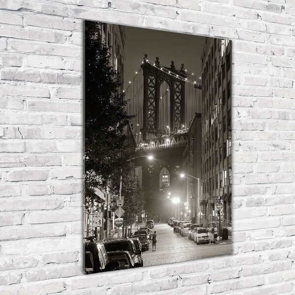 Cuadro decorativo en cristal con canto pulido vertical Manhattan Nueva York