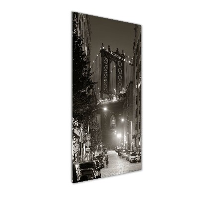 Cuadro decorativo en cristal con canto pulido vertical Manhattan Nueva York