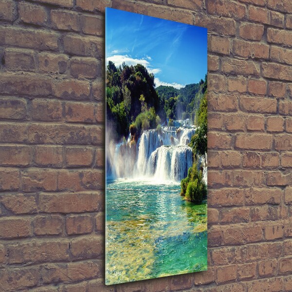 Cuadro decorativo en cristal con canto pulido vertical Cascada de Krka