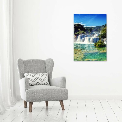 Cuadro decorativo en cristal con canto pulido vertical Cascada de Krka