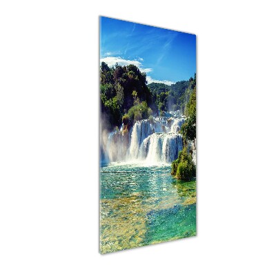 Cuadro decorativo en cristal con canto pulido vertical Cascada de Krka