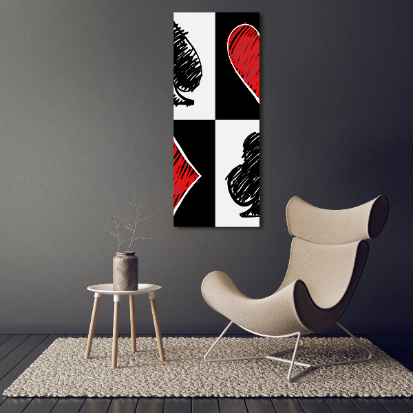 Fotocuadro de cristal elegante para hogar vertical Palos de cartas