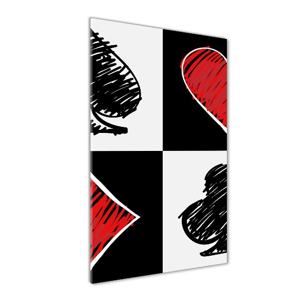 Fotocuadro de cristal elegante para hogar vertical Palos de cartas