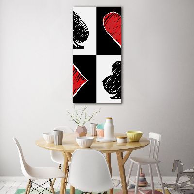 Fotocuadro de cristal elegante para hogar vertical Palos de cartas