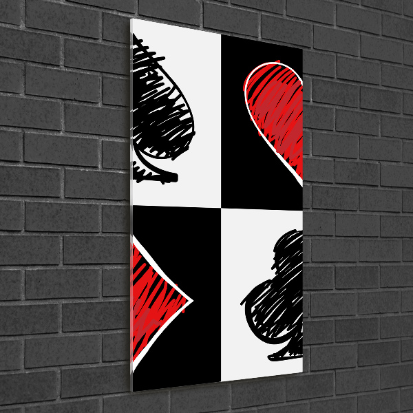 Fotocuadro de cristal elegante para hogar vertical Palos de cartas