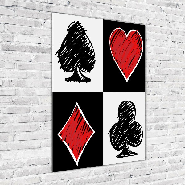 Fotocuadro de cristal elegante para hogar vertical Palos de cartas
