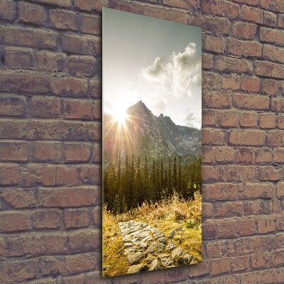 Cuadro de vidrio templado 4mm para pared vertical Puesta de sol en los montes Tatra