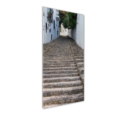 Cuadro decorativo en cristal con canto pulido vertical Escaleras de piedra