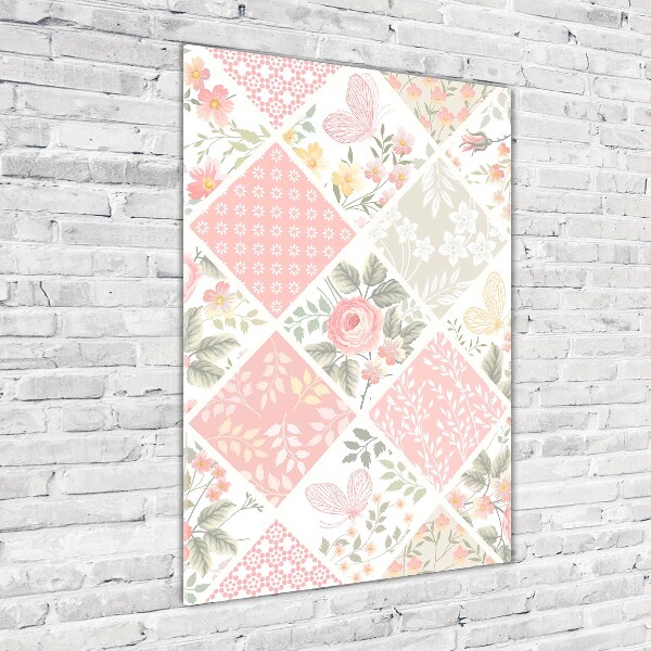 Cuadro de vidrio templado 4mm para pared vertical Patrón floral