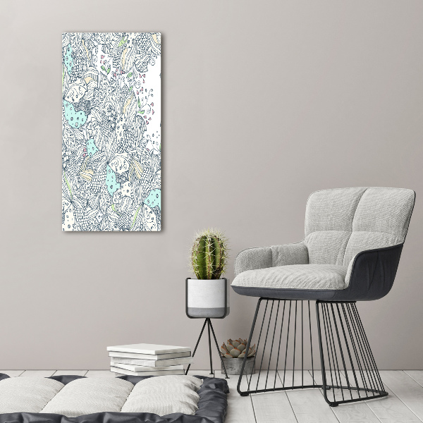 Cuadro de vidrio templado 4mm para pared vertical Patrón floral