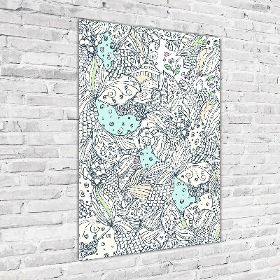 Cuadro de vidrio templado 4mm para pared vertical Patrón floral